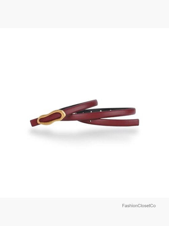 Slim Skinny Genuine Leather Belt with Oval Organic Shape Buckle for Dress Pants main image 7